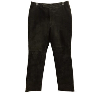 Vintage For Joseph Green Suede Leather Pants Mid Rise Straight Leg Womens 31